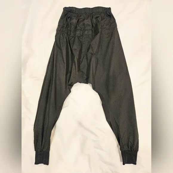 QLZW Black Drop-Crotch Wrap Front Harem Pants - Picture 3 of 6